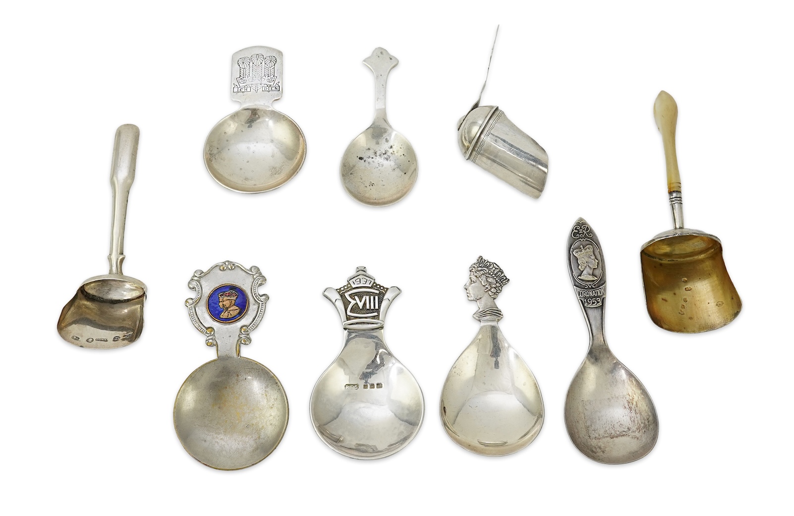 Seven assorted 19th and 20th century silver caddy spoons